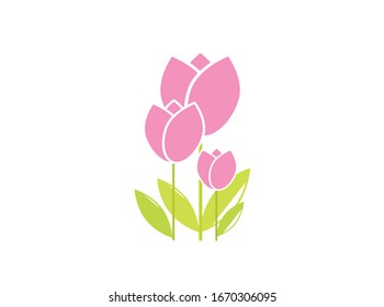 flat icon on white background tulip blooms . 8 March . Women's spring day. Web vector design.