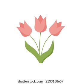 flat icon on white background tulip blooms . 8 March . Women's spring day. Eps 10