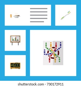 Flat Icon Oneday Set Of Router, Dental, Whiteboard And Other Vector Objects. Also Includes Whiteboard, Time, Food Elements.
