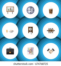 Flat Icon Oneday Set Of Whiteboard, Lunch, Boardroom And Other Vector Objects. Also Includes Subway, Handshake, Food Elements.
