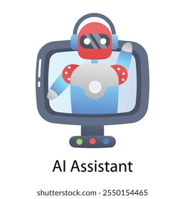 A flat icon of online ai assistant support 