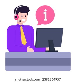 Flat icon of online customer services in modern design 