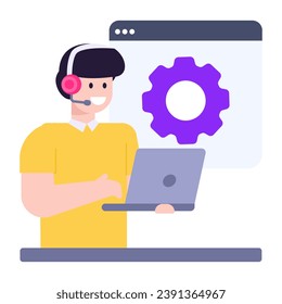 Flachbild-Icon für Online-Kundendienste in modernem Design 