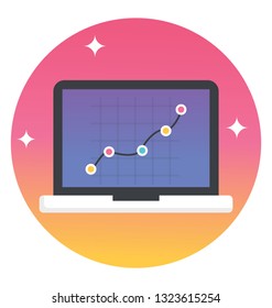 Flat icon of online statics