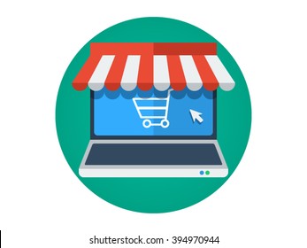 Flat Icon - Online Store Illustration