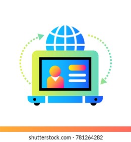 Flat icon Online teaching. Online education, e-learning. Material design icon suitable for print, website and presentation