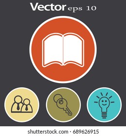 Flat icon. Open book.