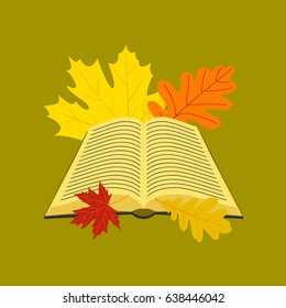 flat icon open book leaves