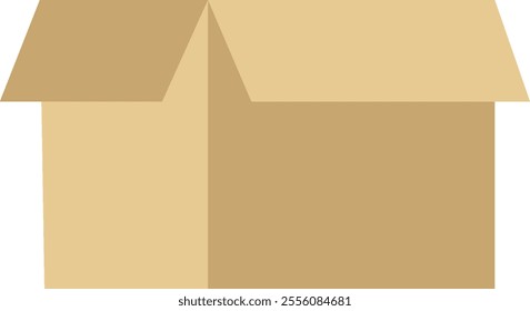 Flat icon of an open cardboard box with a simple and minimalistic design, representing packaging, shipping, and storage.