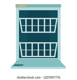 Flat icon opened dishwasher and opened dishwasher with out dishes. Vector illustration.