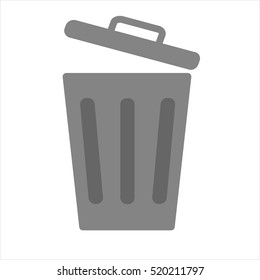 Flat icon opened trash can isolated on white background.. Vector illustration.