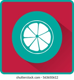 Flat icon. Orange in a cut. Citrus fruits.