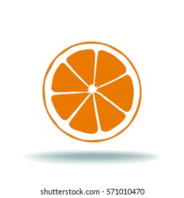 Flat icon. Orange in a cut. Citrus fruits.