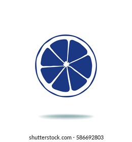 Flat icon. Orange in a cut. Citrus fruits.