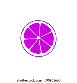Flat icon. Orange in a cut. Citrus fruits.
