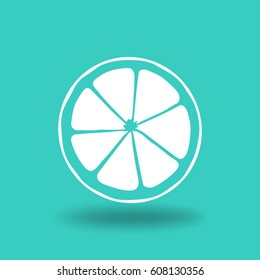 Flat icon. Orange in a cut. Citrus fruits.