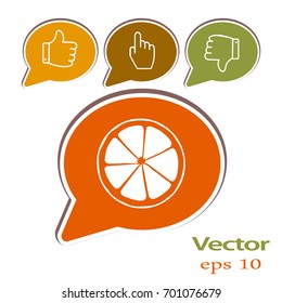 Flat icon. Orange in a cut. Citrus fruits.