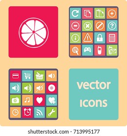 Flat icon. Orange in a cut. Citrus fruits.