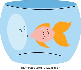 icono plano del pez naranja en un acuario mascotas lindas