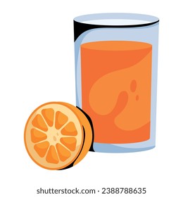Un icono plano del jugo de naranja 