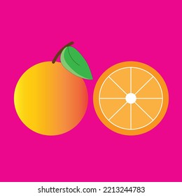 Flaches Symbol Orange einzeln auf magentafarbenem Hintergrund. Vektorgrafik.