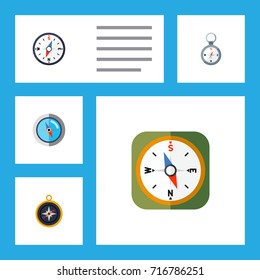 Flat Icon Orientation Set Of Direction, Compass, Divider And Other Vector Objects. Also Includes Navigator, Magnet, Direction Elements.