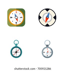 Flat Icon Orientation Set Of Instrument, Magnet Navigator, Measurement Dividers And Other Vector Objects. Also Includes Measurement, Dividers, Direction Elements.