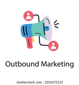 Flat icon of outbound marketing 