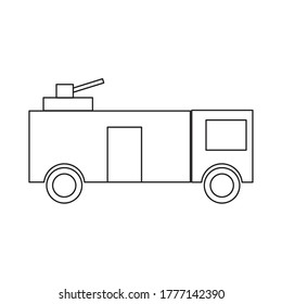 Flat icon outline fire truck