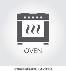 Flat icon of oven. Cooking concept. Label for kitchen interior design themes, sticker, books, pictogram for sites, apps and other projects. Vector illustration