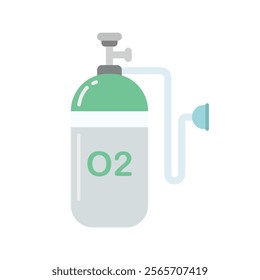 Flat icon of an Oxygen Cylinder. Suitable for medical, health, and emergency-related projects. Ideal for apps and websites