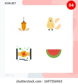 Flat Icon Pack of 4 Universal Symbols of sinker; happy; plumb; chicken; spaceship Editable Vector Design Elements