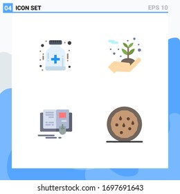 Flat Icon Pack of 4 Universal Symbols of care; education; hospital; flowers; mouse Editable Vector Design Elements