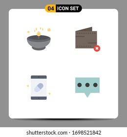 Flat Icon Pack of 4 Universal Symbols of bright; no; lamp; commerce; health Editable Vector Design Elements