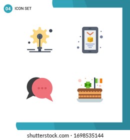 Flat Icon Pack of 4 Universal Symbols of bulb; bubble; mobile; chat; celebrate Editable Vector Design Elements