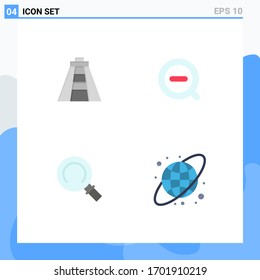 Flat Icon Pack of 4 Universal Symbols of chichen itza; search; search; delete; circular grid Editable Vector Design Elements