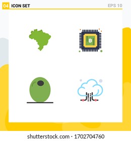 Flat Icon Pack of 4 Universal Symbols of brazil; vegetable; currency; filling; connection Editable Vector Design Elements