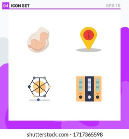 Flaches Icon Pack mit 4 universellen Symbolen für das Baby; Maschine, Geburtshilfe; Navigation; Vektorillustration-Design-Elemente in einer Sprache