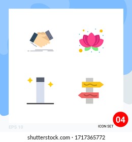 Flat Icon Pack of 4 Universal Symbols of handshake; wand; agreement; nature; index Editable Vector Design Elements
