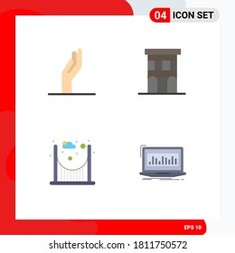Flat Icon Pack of 4 Universal Symbols of alms; parks; architecture; property; data Editable Vector Design Elements