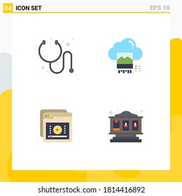 Flat Icon Pack of 4 Universal Symbols of cure; e; photo; cloud; education Editable Vector Design Elements