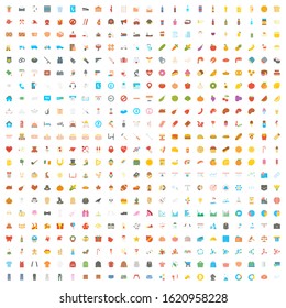 Flat Icon Pack, set of Business, Clothes, Food, Holidays, Service icons, vector isolated on white background