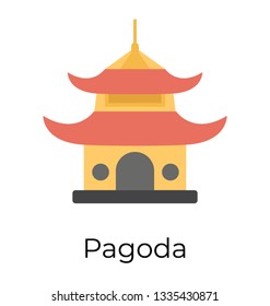 Flat icon of pagoda