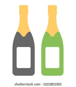 Flat icon of a pair of bottles of champagne 