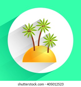 flat icon of palm tree on sand beach