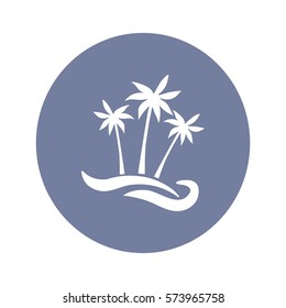 Flat icon. Palm trees on the beach. Waves and palms. Holiday, vacation.