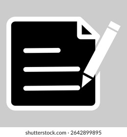 Flat icon of paper file with pencil for editing or note-taking.
