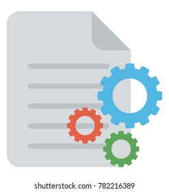 Flat icon of a paper with three gears on it symbolising strategic plan