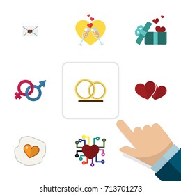 Flat Icon Passion Set Of Celebration, Scrambled, Gift And Other Vector Objects. Also Includes Mail, Soul, Heart Elements.