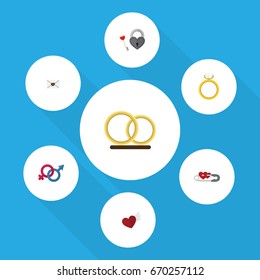 Flat Icon Passion Set Of Wings, Sexuality Symbol, Engagement And Other Vector Objects. Also Includes Closed, Engagement, Key Elements.
